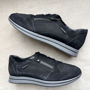 Mephisto Leenie Black Bucksoft Suede Sneakers Women 9 Side-Zip Casual Lace-Up
